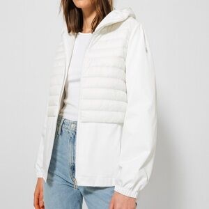 Duno white mixed media cropped puff down jacket